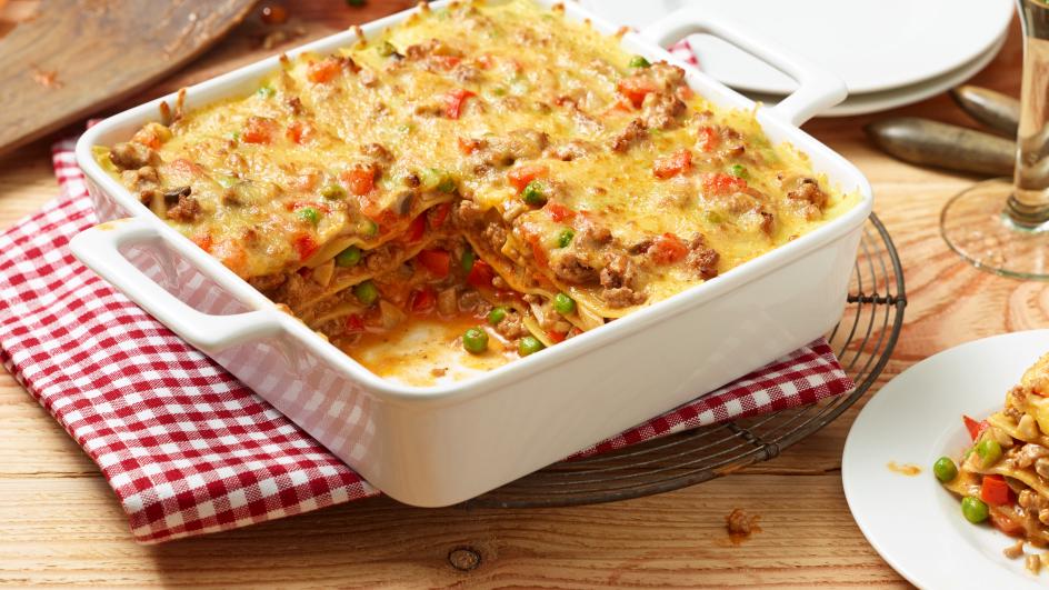 Bunte Paprika-Erbsen-Lasagne