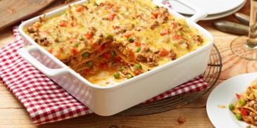 Bunte Paprika-Erbsen-Lasagne