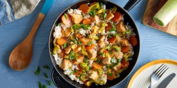 Schnelle Reis-Pfanne mit Huhn und Gemüse